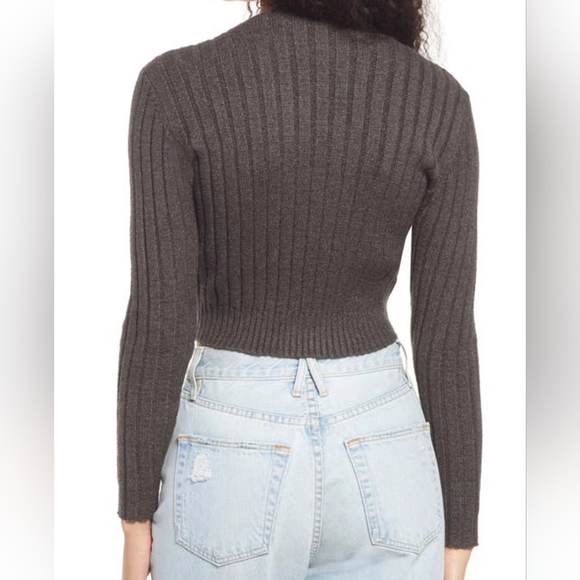 Cali Be Ribbed Wrap Front Sweater On Dark Charcoal Size Medium NWOT - Picture 3 of 8